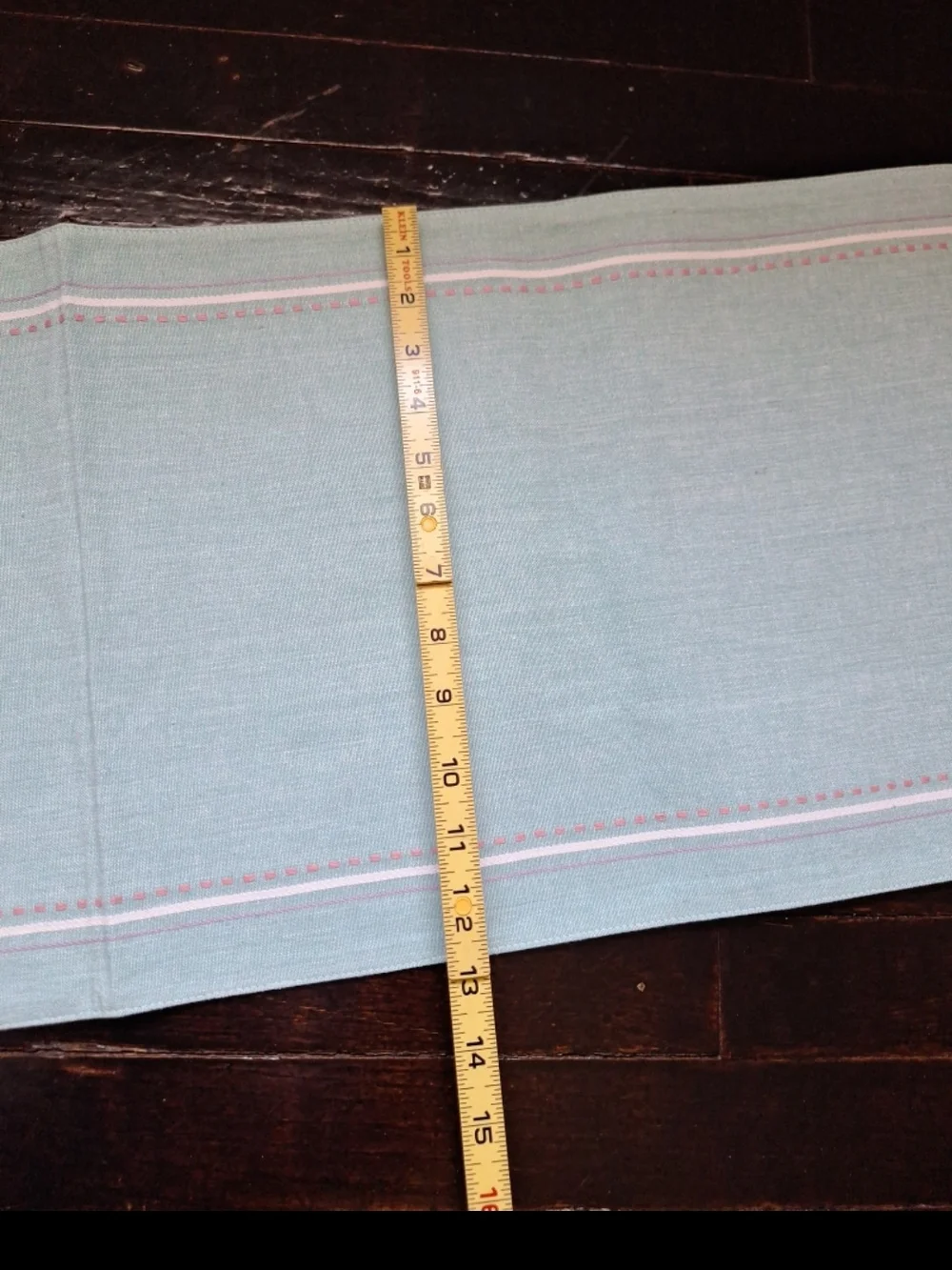 Light Blue Cotton Table Runner with Bunny Motif With Plaid Backing.used Both Sid